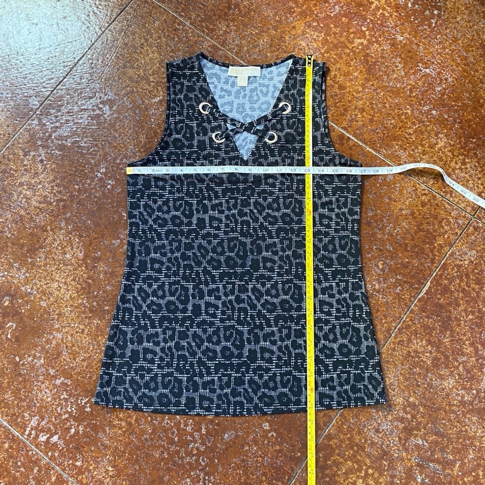 Michael Kors Tank Top Navy Animal/Plaid Print XS - Picture 3 of 8